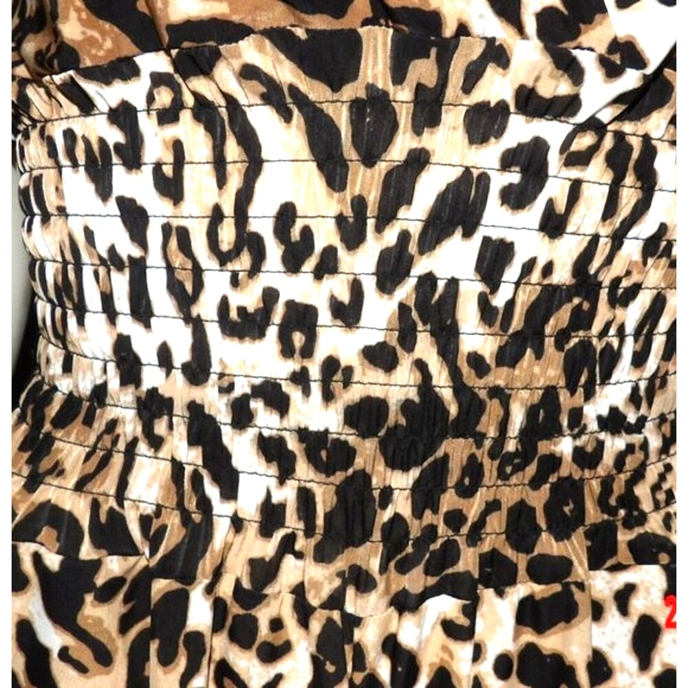 Leopard Print One Piece Jumpsuit Romper Lace Back Size M/L READ Silk Polyester - Picture 5 of 9